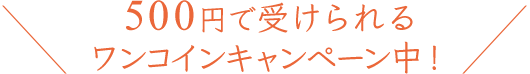 500円で受けられるワンコインキャンペーン中！